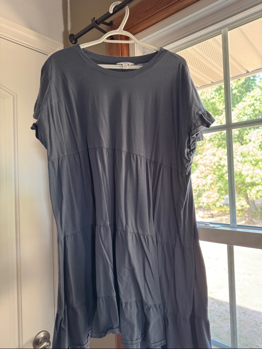 Time and Tru Slate Blue Tiered Short Sleeve Dress